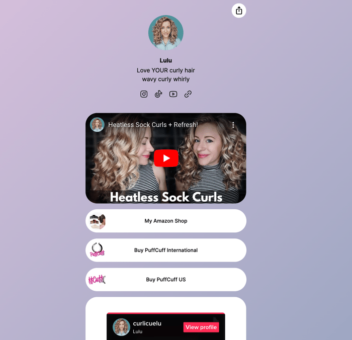 Ejemplo de Linktree de Lulu